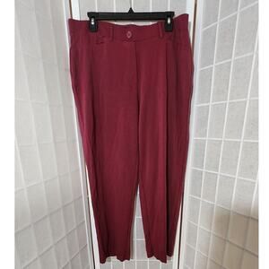 Ashley Stewart Women Burgundy Career Pull-On Pants Plus Size: 16